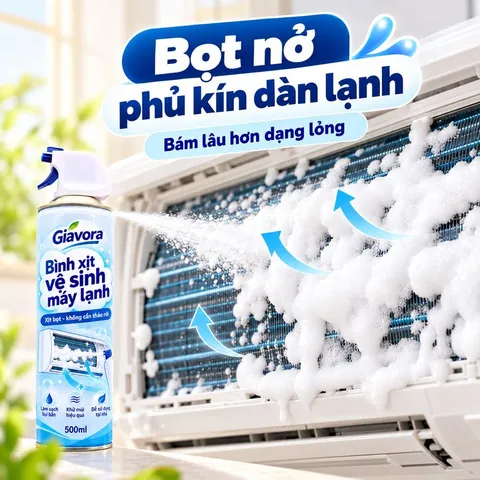 Bọt nở phủ kín dàn lạnh