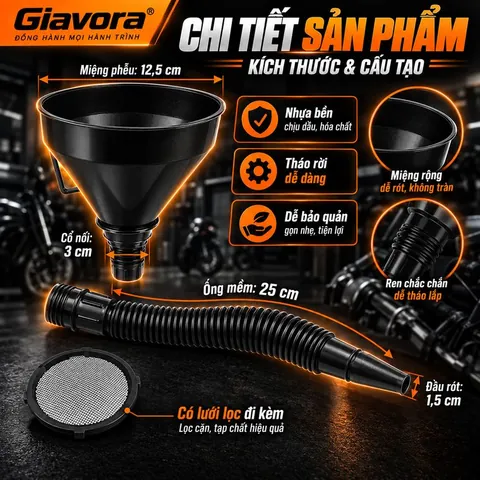 Phễu rót dầu nhớt đa năng Giavora - ảnh 3