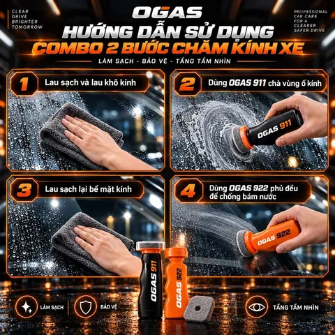 Combo OGAS 911 922 tẩy cặn canxi phủ nano kính ô tô - ảnh 6