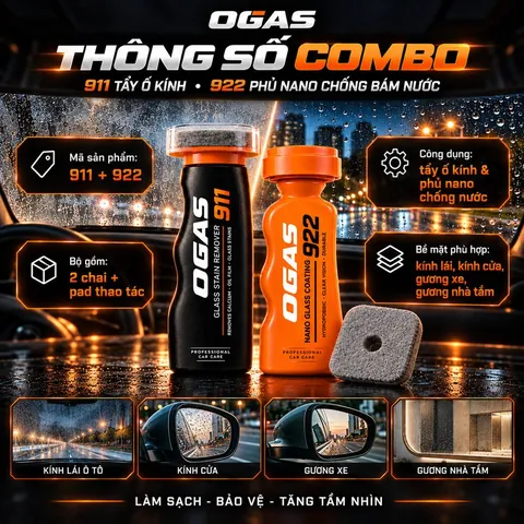 Combo OGAS 911 922 tẩy cặn canxi phủ nano kính ô tô - ảnh 7