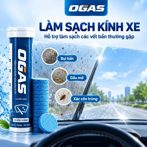 Làm sạch bụi bẩn, dầu mỡ, xác côn trùng trên kính